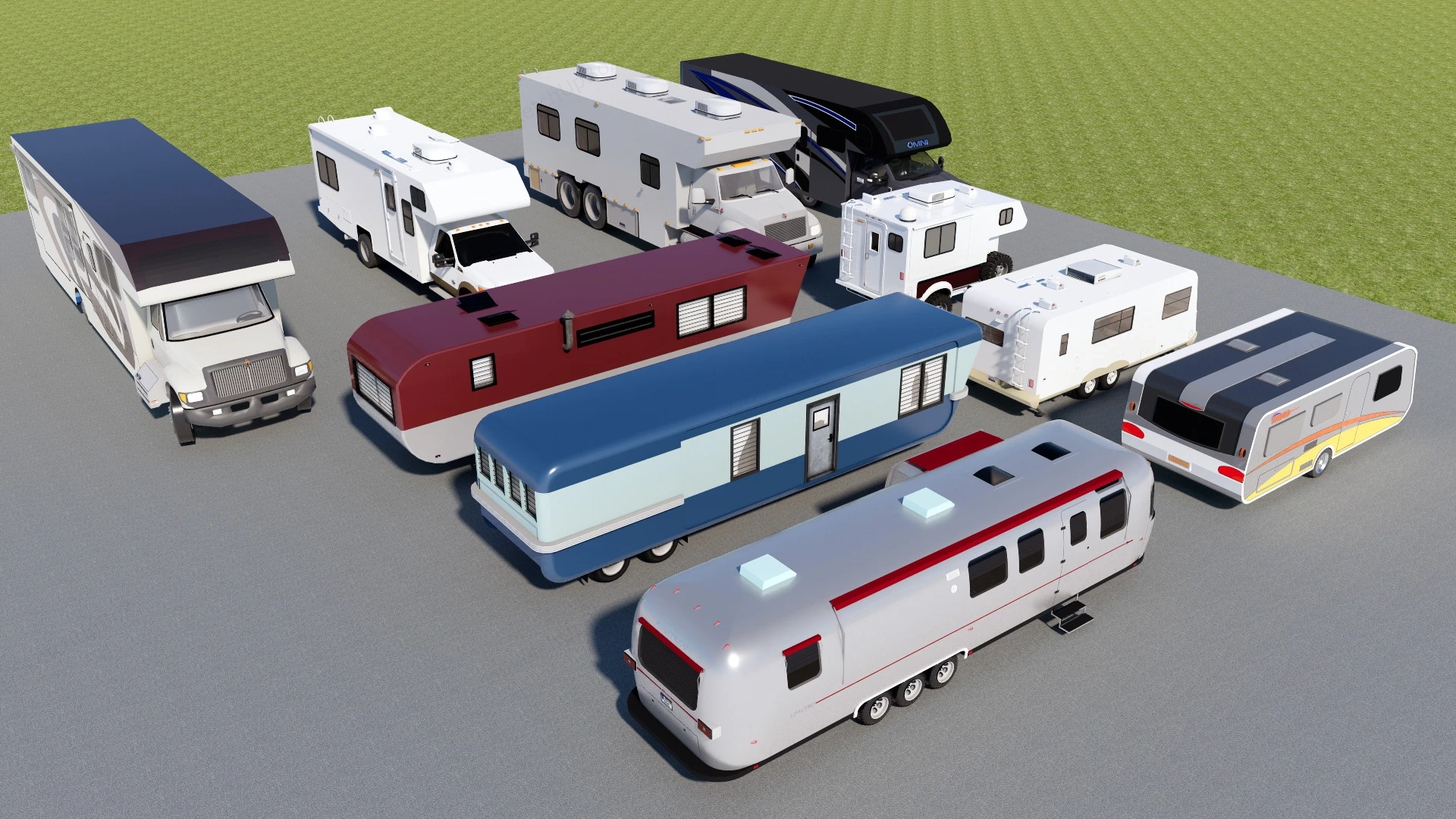 RV Motorhome And Trval Trailers sketchup model preview - SketchupBox