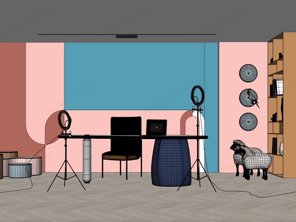 Live Streaming Studio Design sketchup model preview - SketchupBox