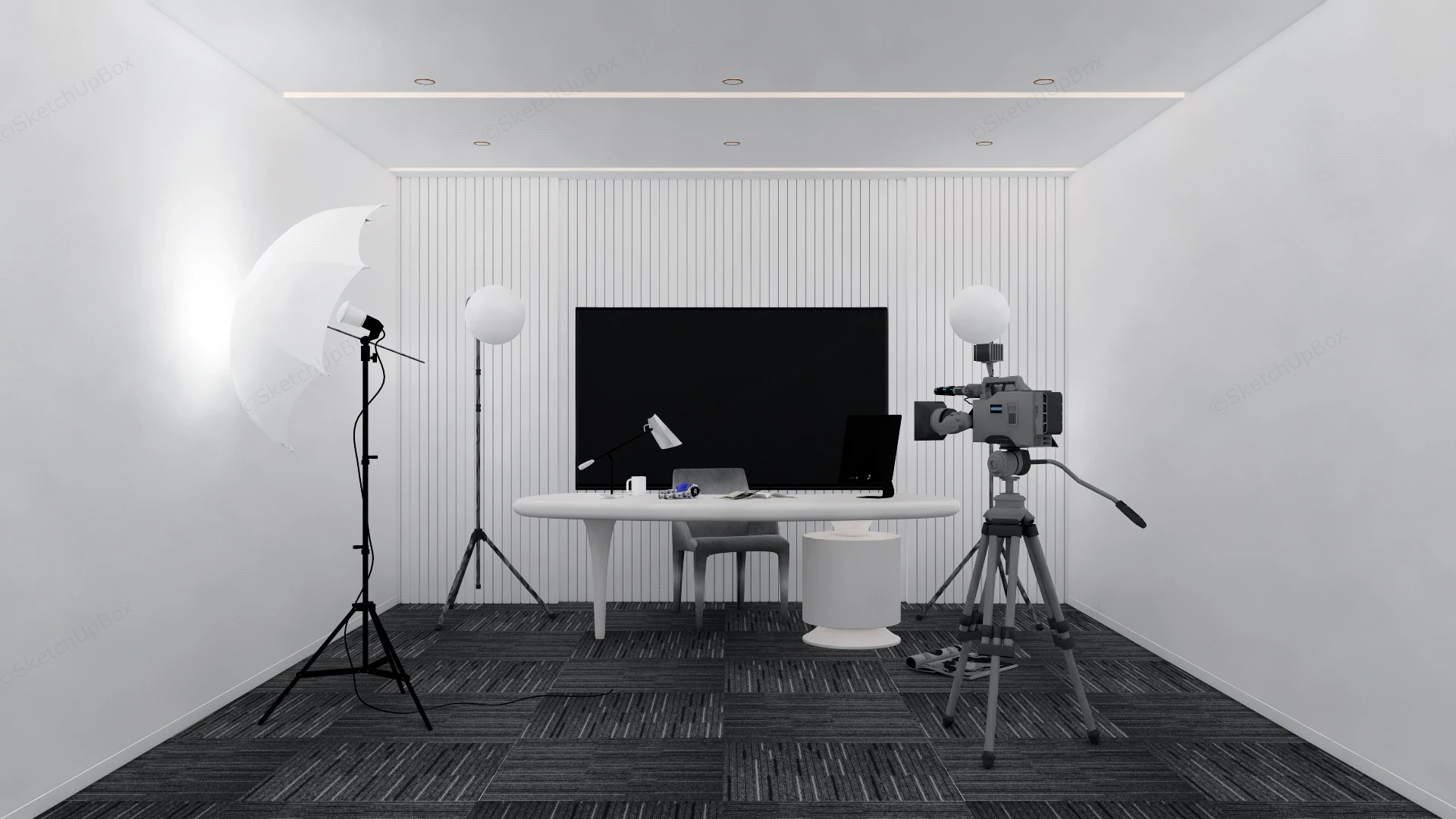 Live Stream Studio Design sketchup model preview - SketchupBox
