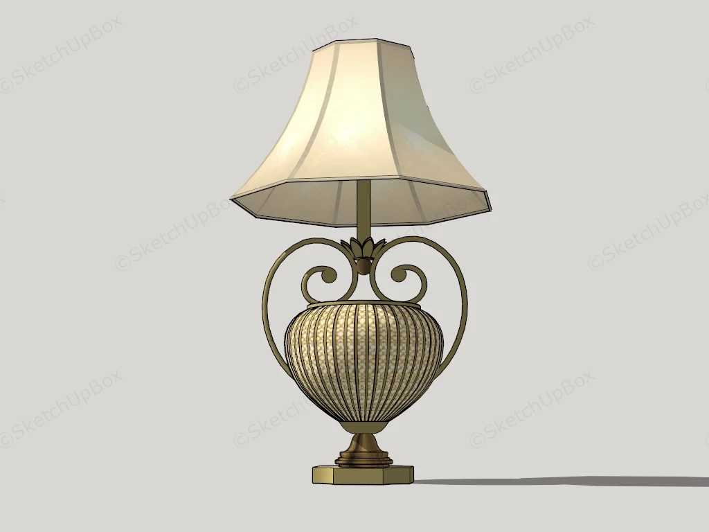 Retro Trophy Table Lamp sketchup model preview - SketchupBox