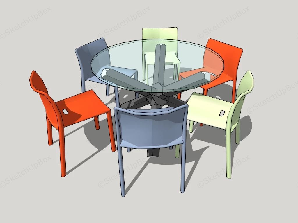 Round Glass Meeting Table Set sketchup model preview - SketchupBox