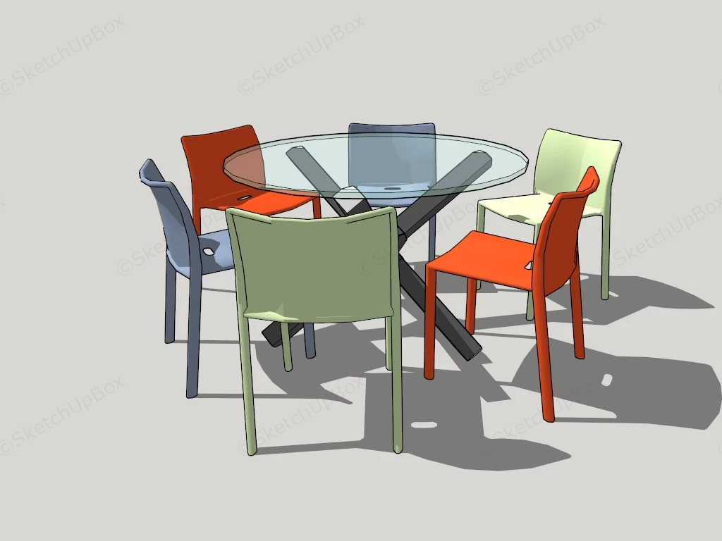 Round Glass Meeting Table Set sketchup model preview - SketchupBox