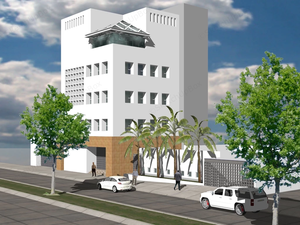 Small Modern Office Building sketchup model preview - SketchupBox