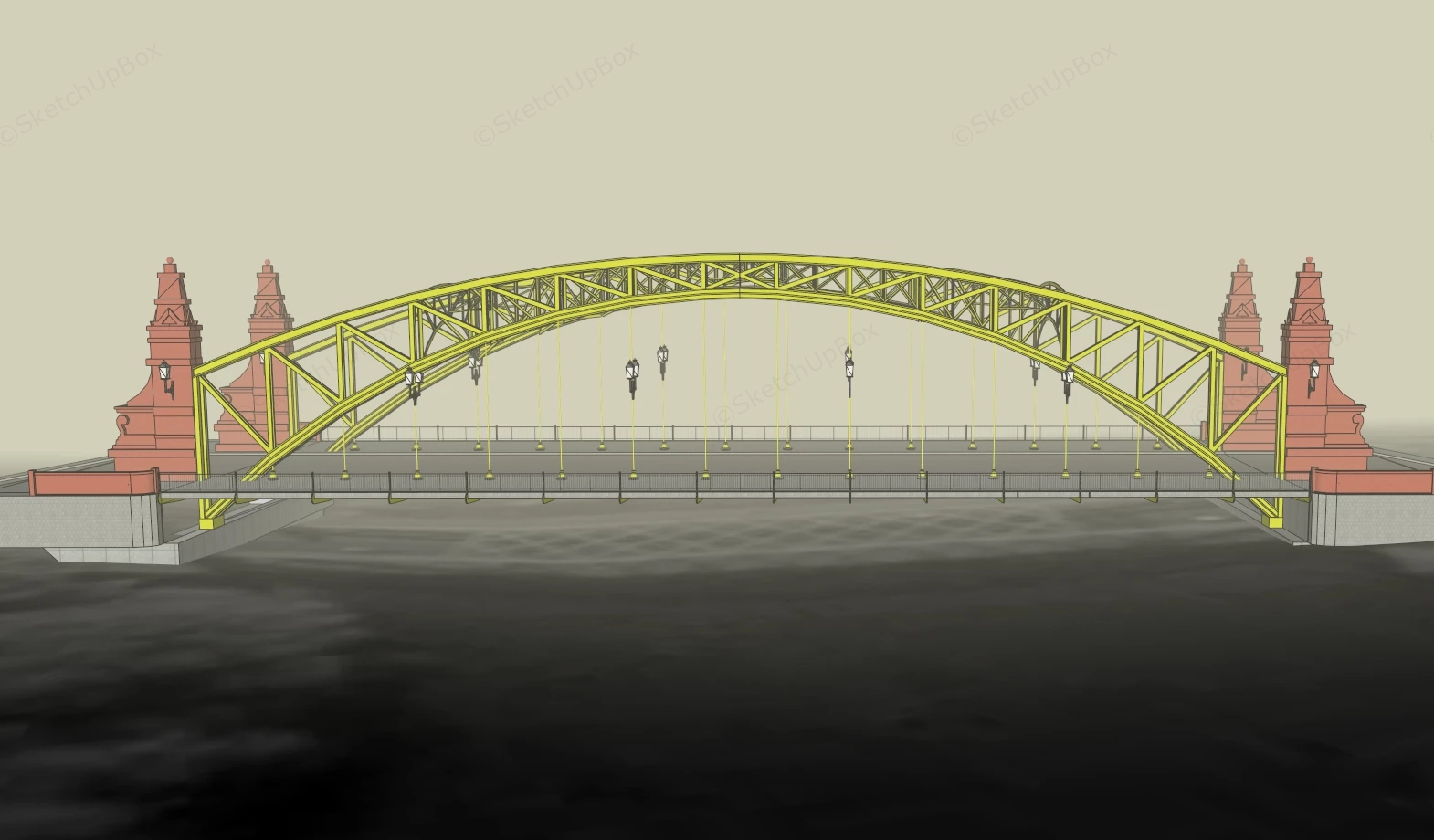 Vintage Town Bridge sketchup model preview - SketchupBox