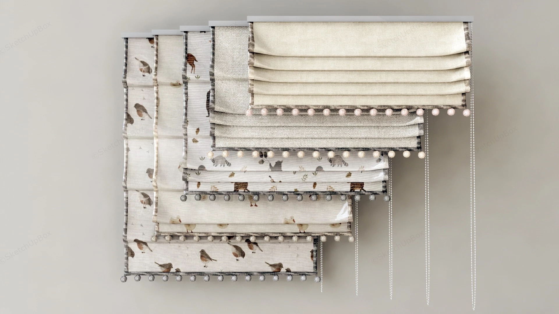 Decorative Roman Shades sketchup model preview - SketchupBox