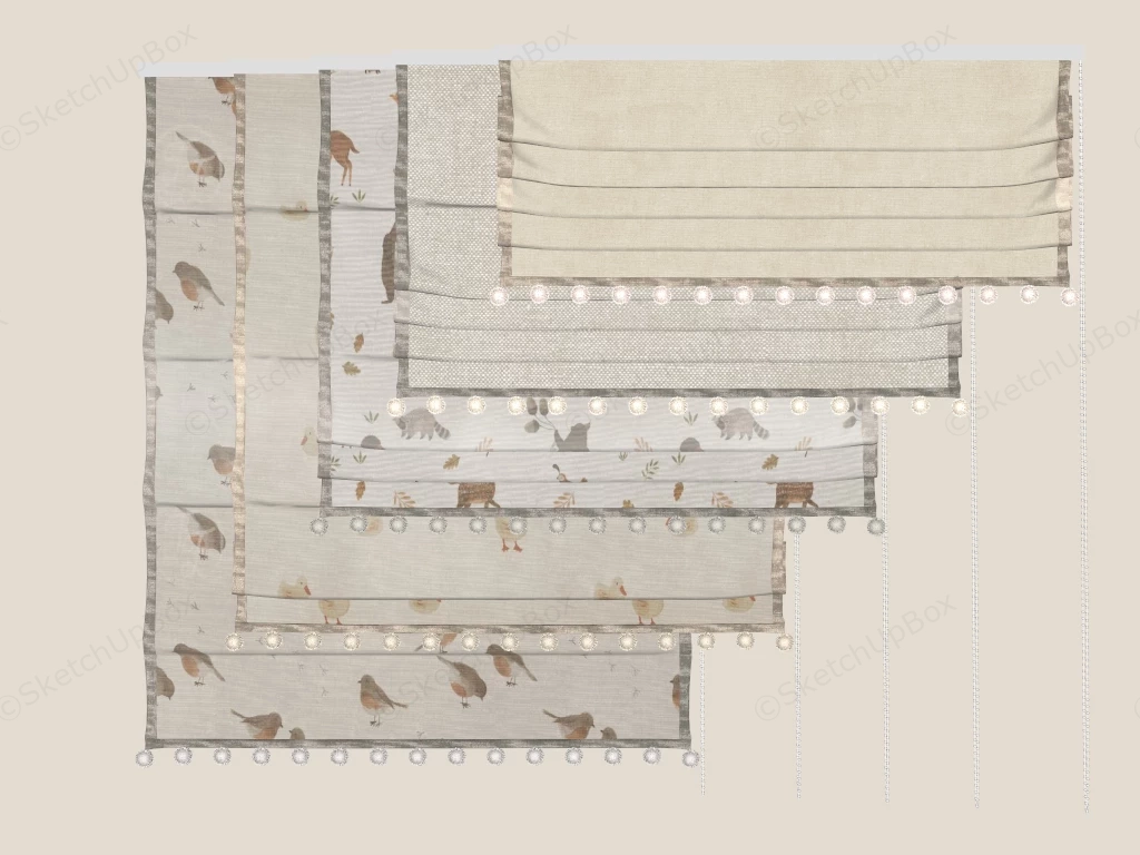 Decorative Roman Shades sketchup model preview - SketchupBox