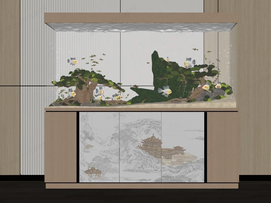 Fish Aquarium With Stand sketchup model preview - SketchupBox