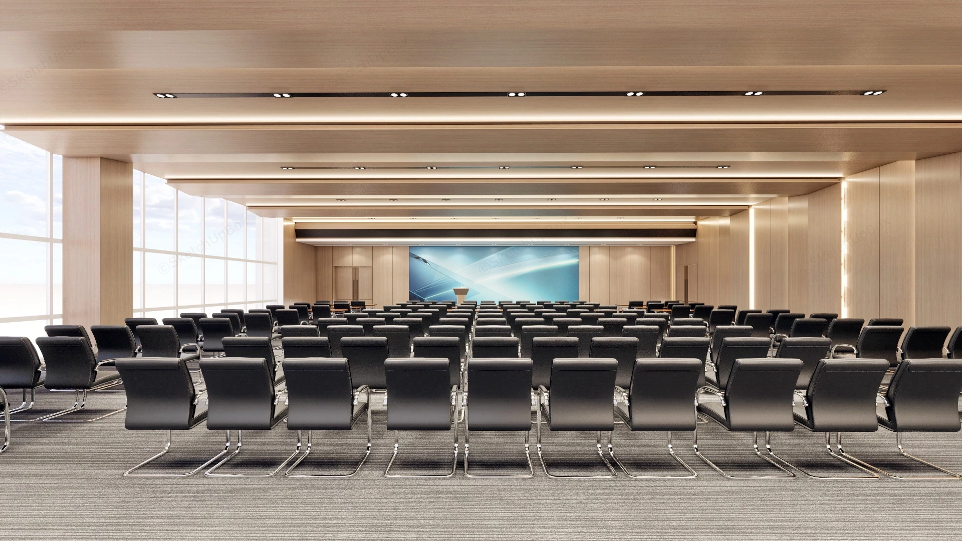 Modern Conference Report Hall sketchup model preview - SketchupBox