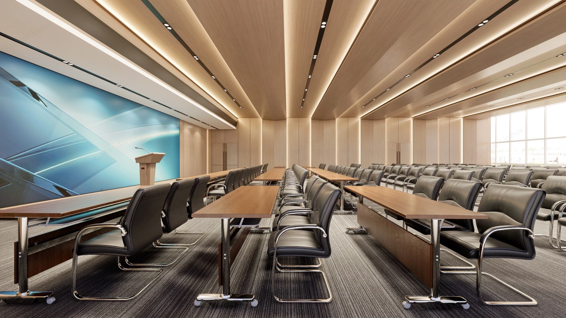Modern Conference Report Hall sketchup model preview - SketchupBox