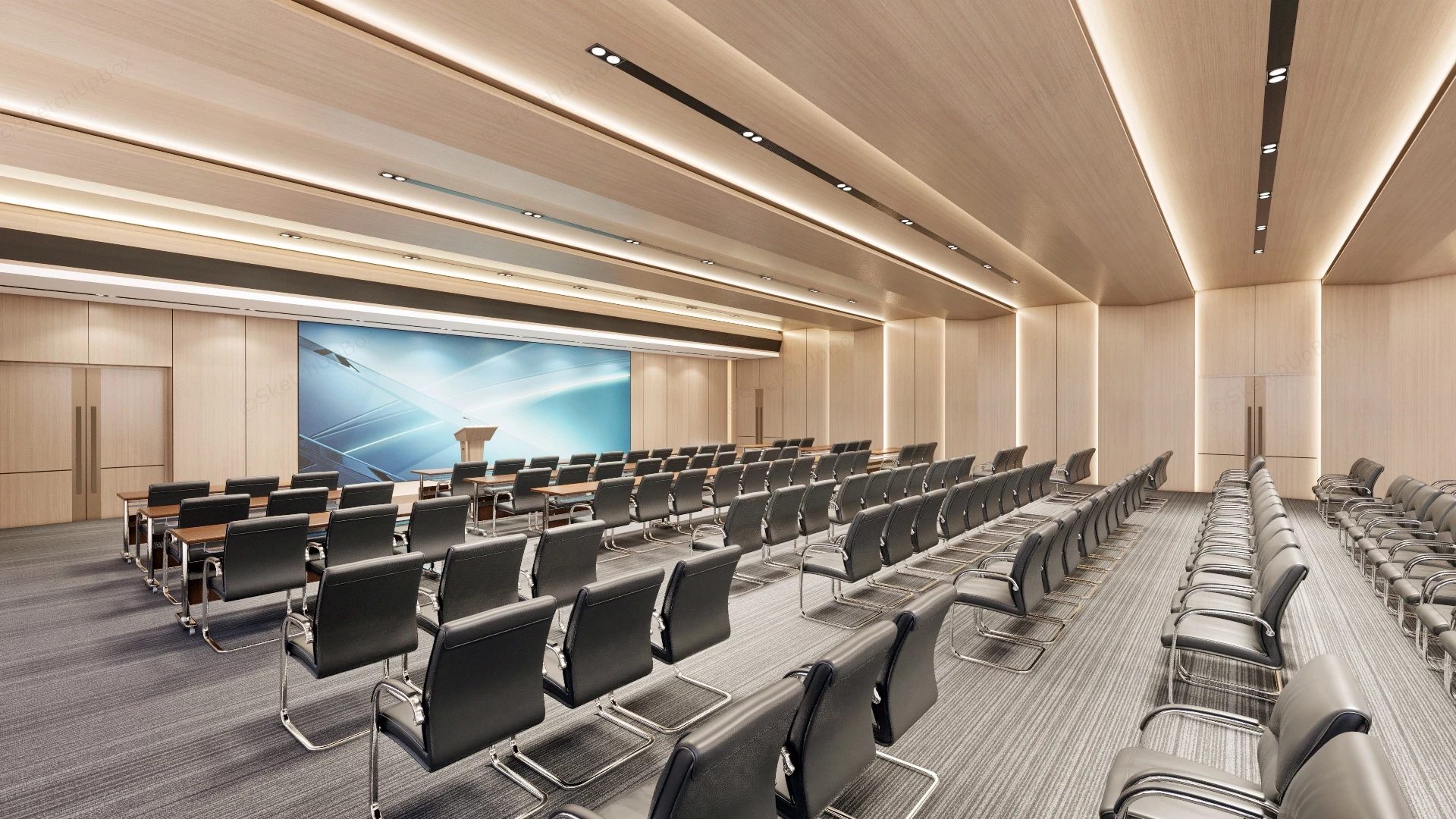 Modern Conference Report Hall sketchup model preview - SketchupBox