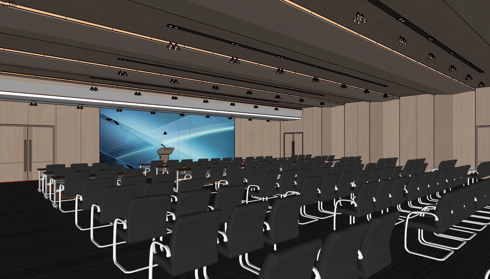 Modern Conference Report Hall sketchup model preview - SketchupBox