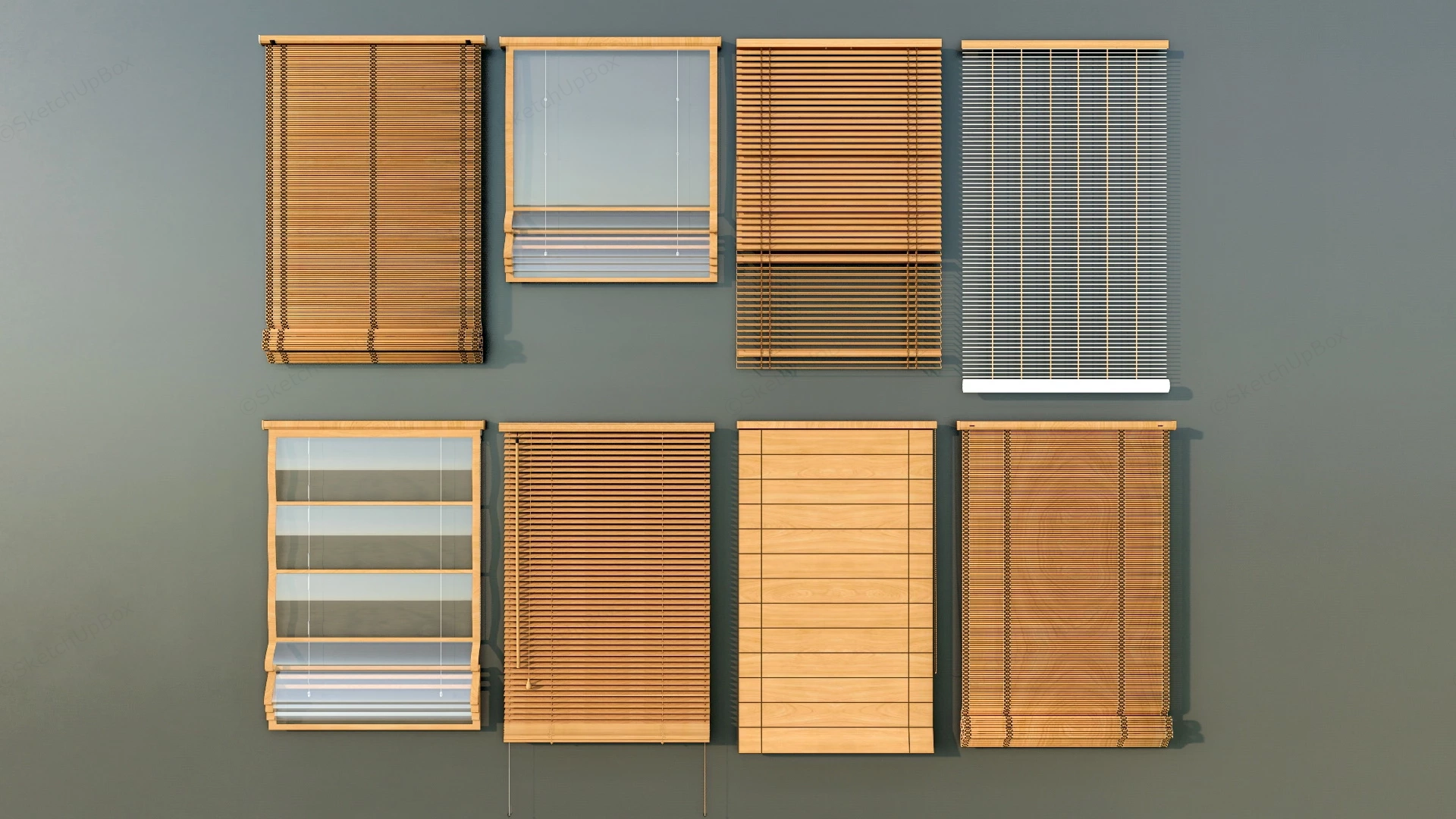 Bamboo And Wood Roller Blinds sketchup model preview - SketchupBox