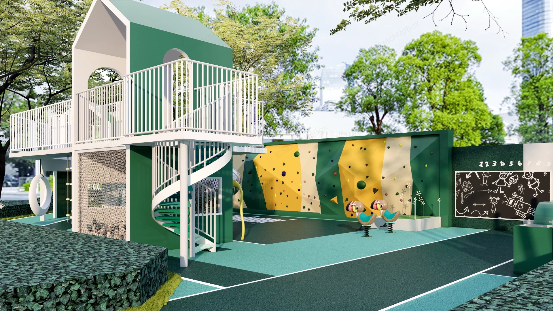 Kindergarten Playground Design sketchup model preview - SketchupBox
