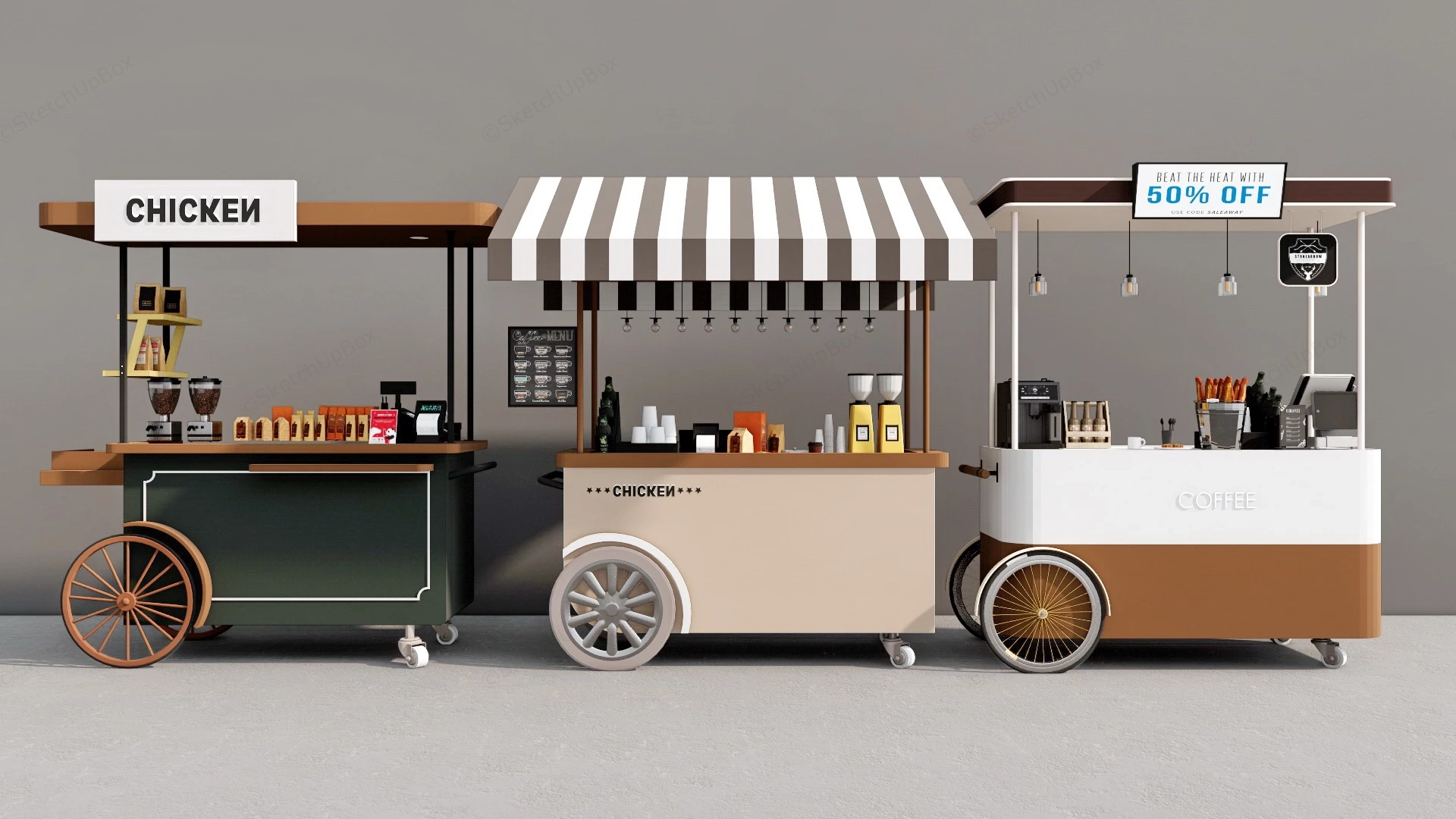 Food Vendor Carts sketchup model preview - SketchupBox