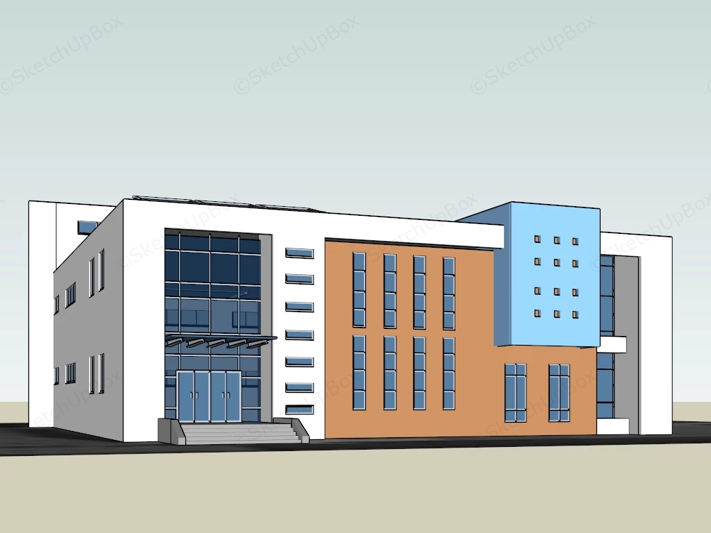 Small Modern Office Building sketchup model preview - SketchupBox