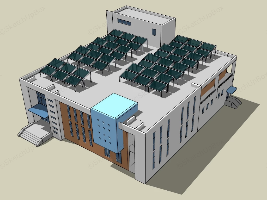 Small Modern Office Building sketchup model preview - SketchupBox