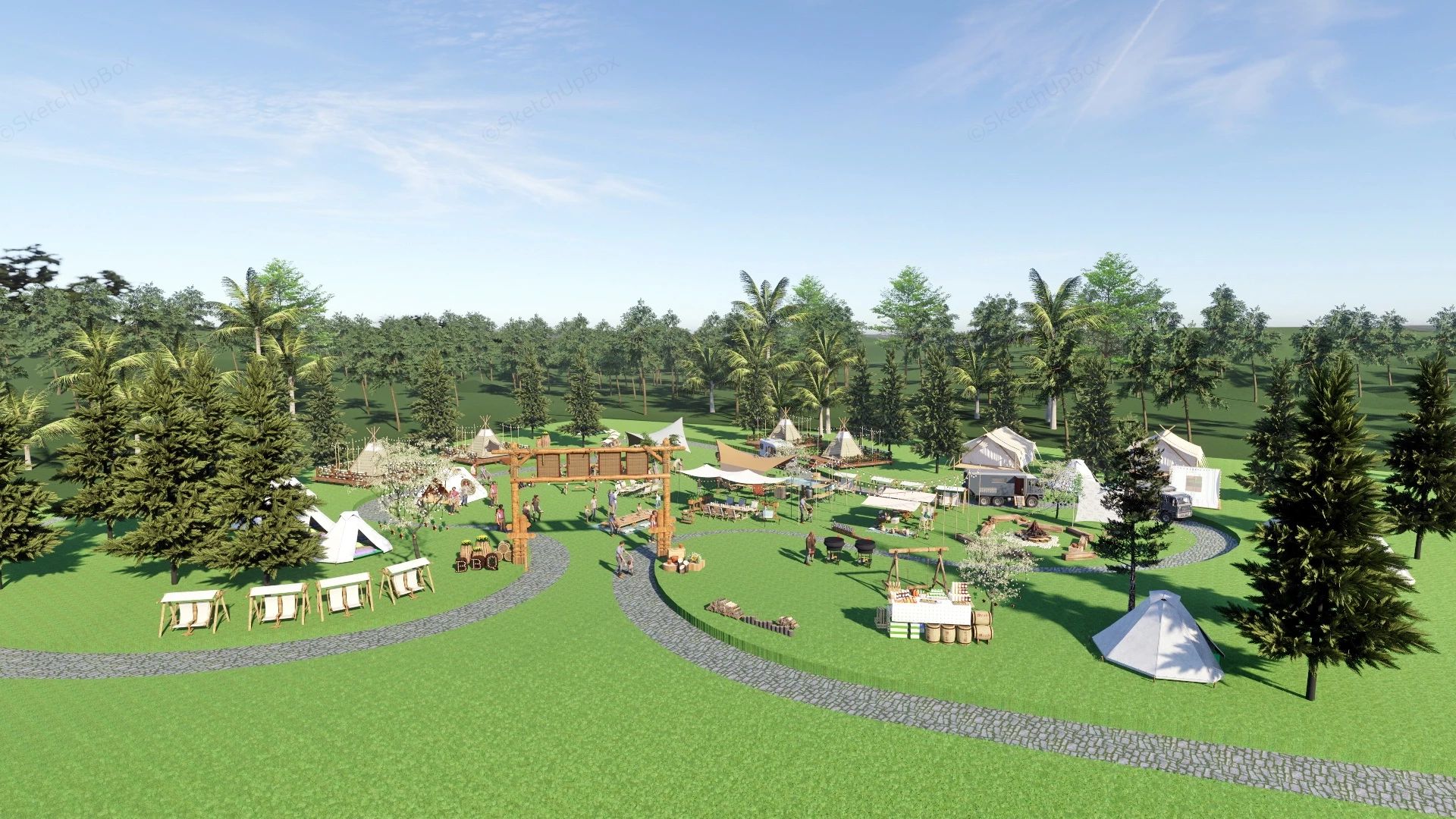 RV Park Campground Design sketchup model preview - SketchupBox