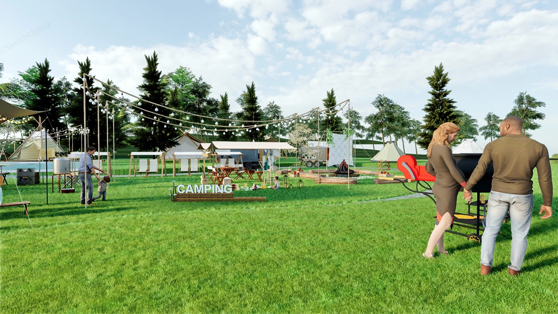 RV Park Campground Design sketchup model preview - SketchupBox