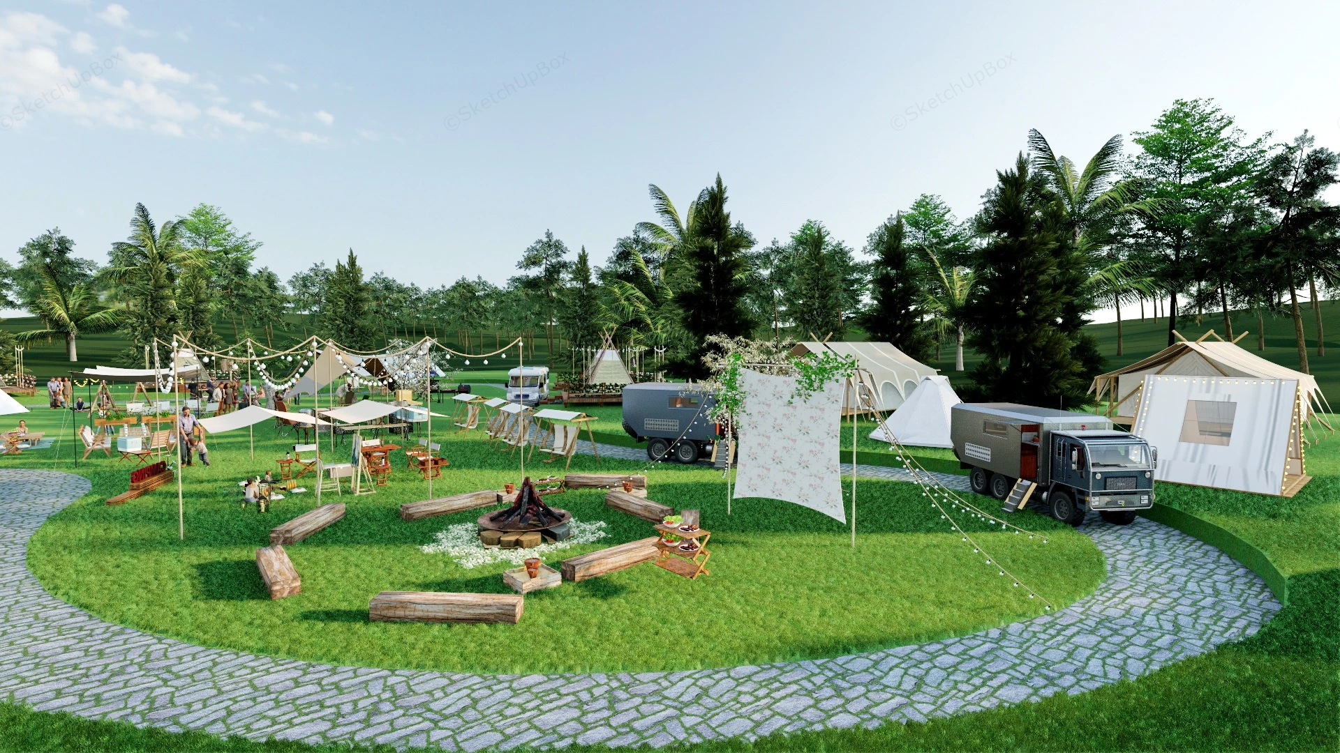 RV Park Campground Design sketchup model preview - SketchupBox