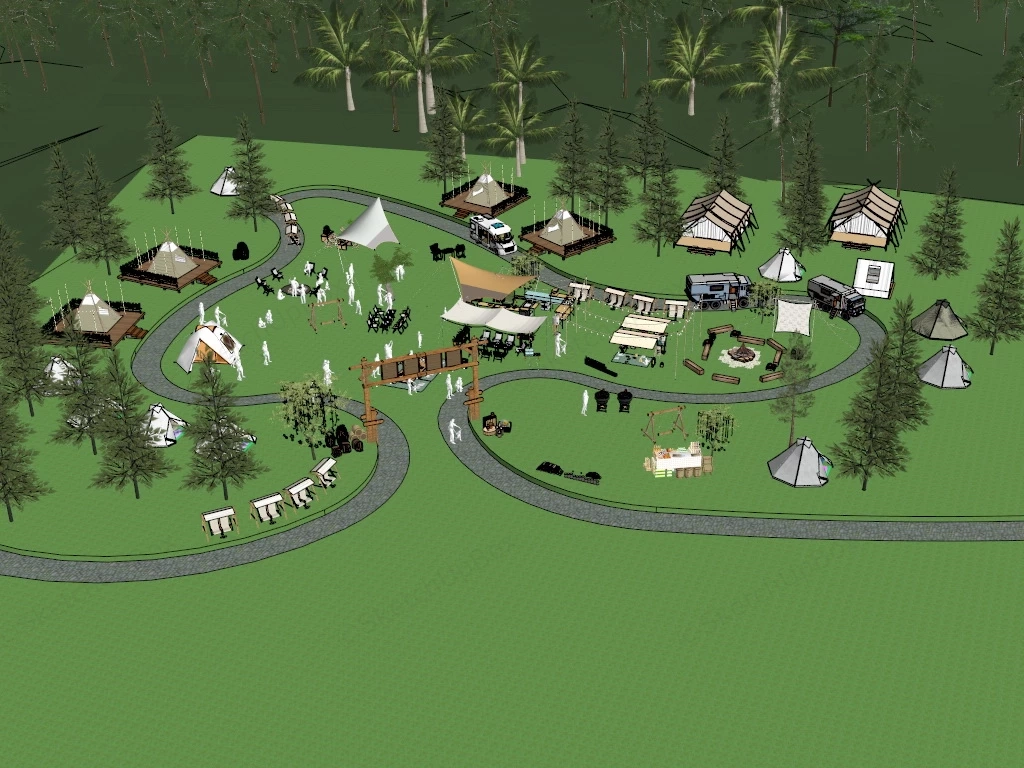 RV Park Campground Design sketchup model preview - SketchupBox