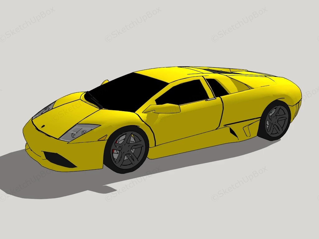 Lamborghini Yellow Car sketchup model preview - SketchupBox