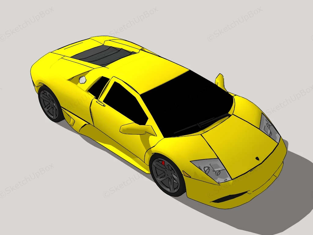 Lamborghini Yellow Car sketchup model preview - SketchupBox