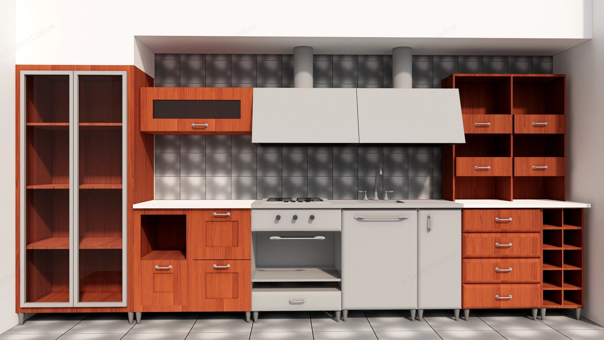 One Line Kitchen sketchup model preview - SketchupBox