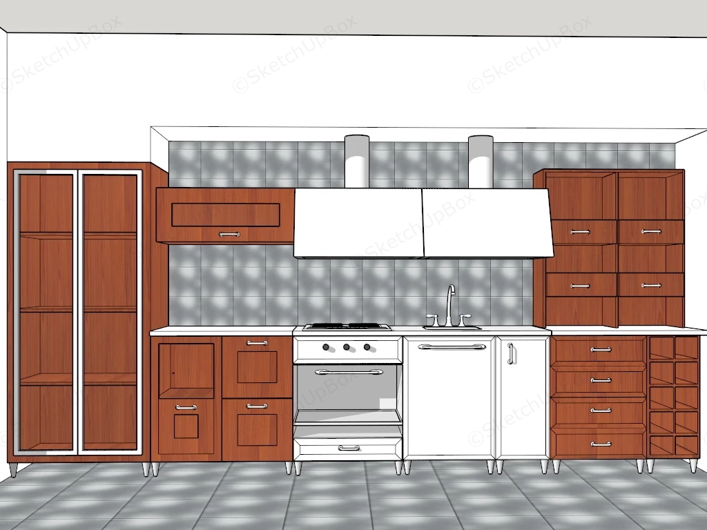 One Line Kitchen sketchup model preview - SketchupBox