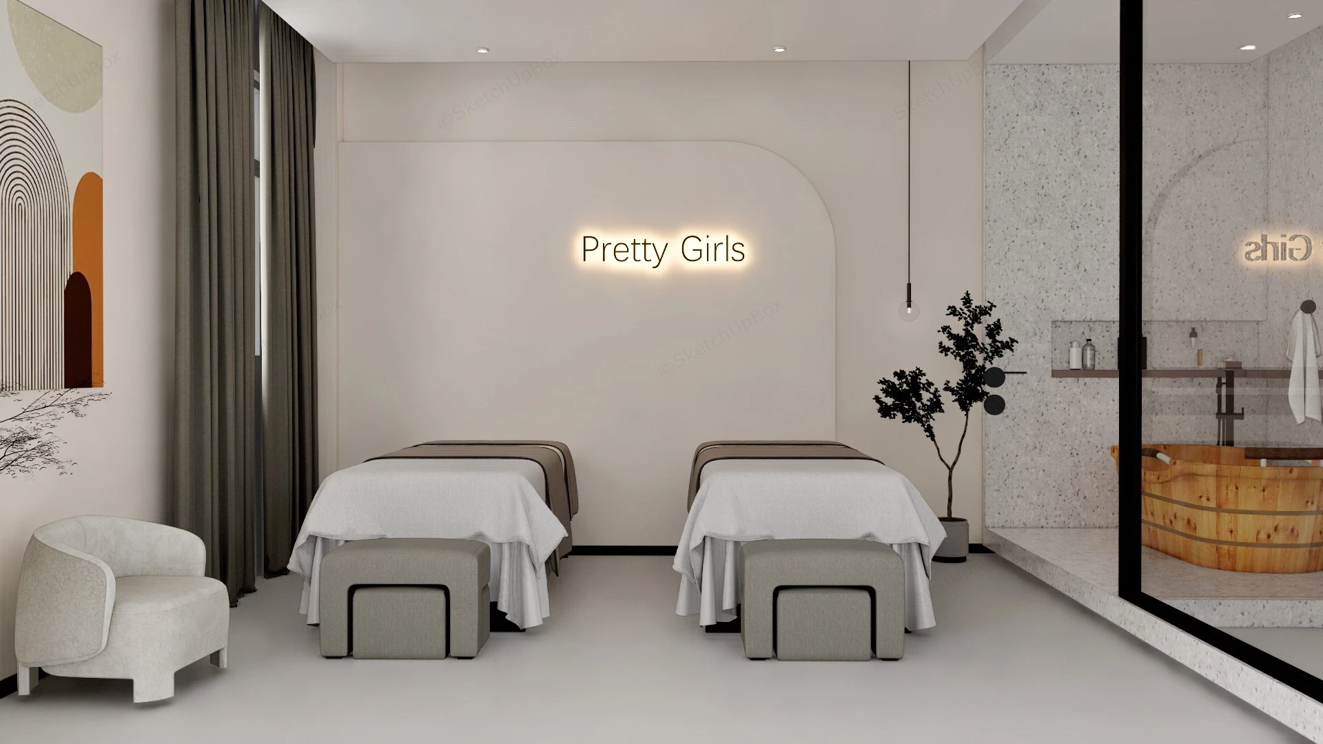 Spa Room Interior Design sketchup model preview - SketchupBox
