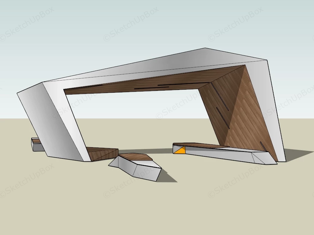 Modern Minimalist Urban Bench sketchup model preview - SketchupBox