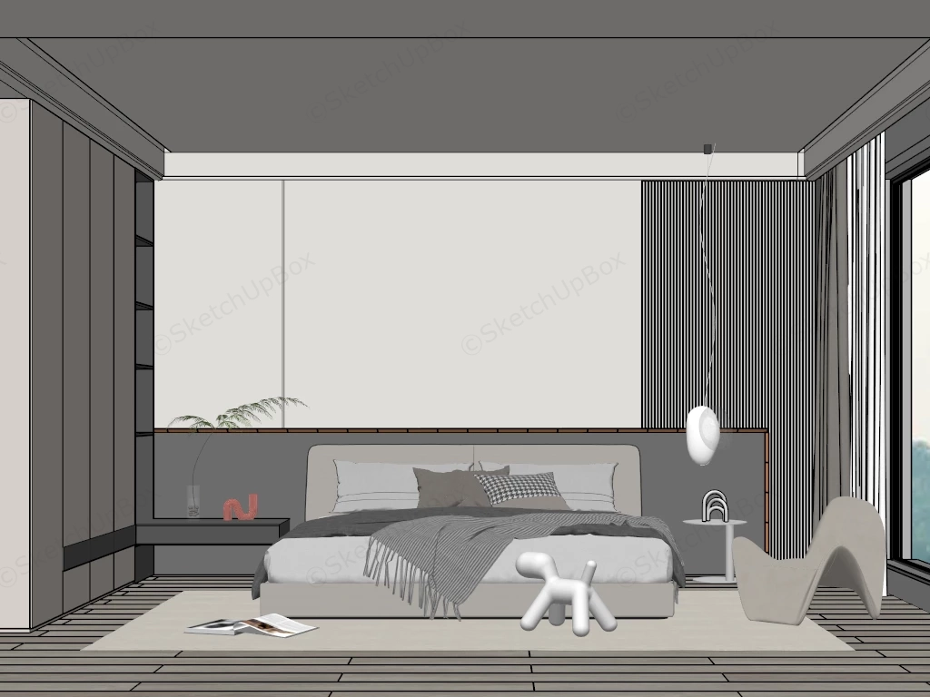Modern Cream Master Bedroom sketchup model preview - SketchupBox