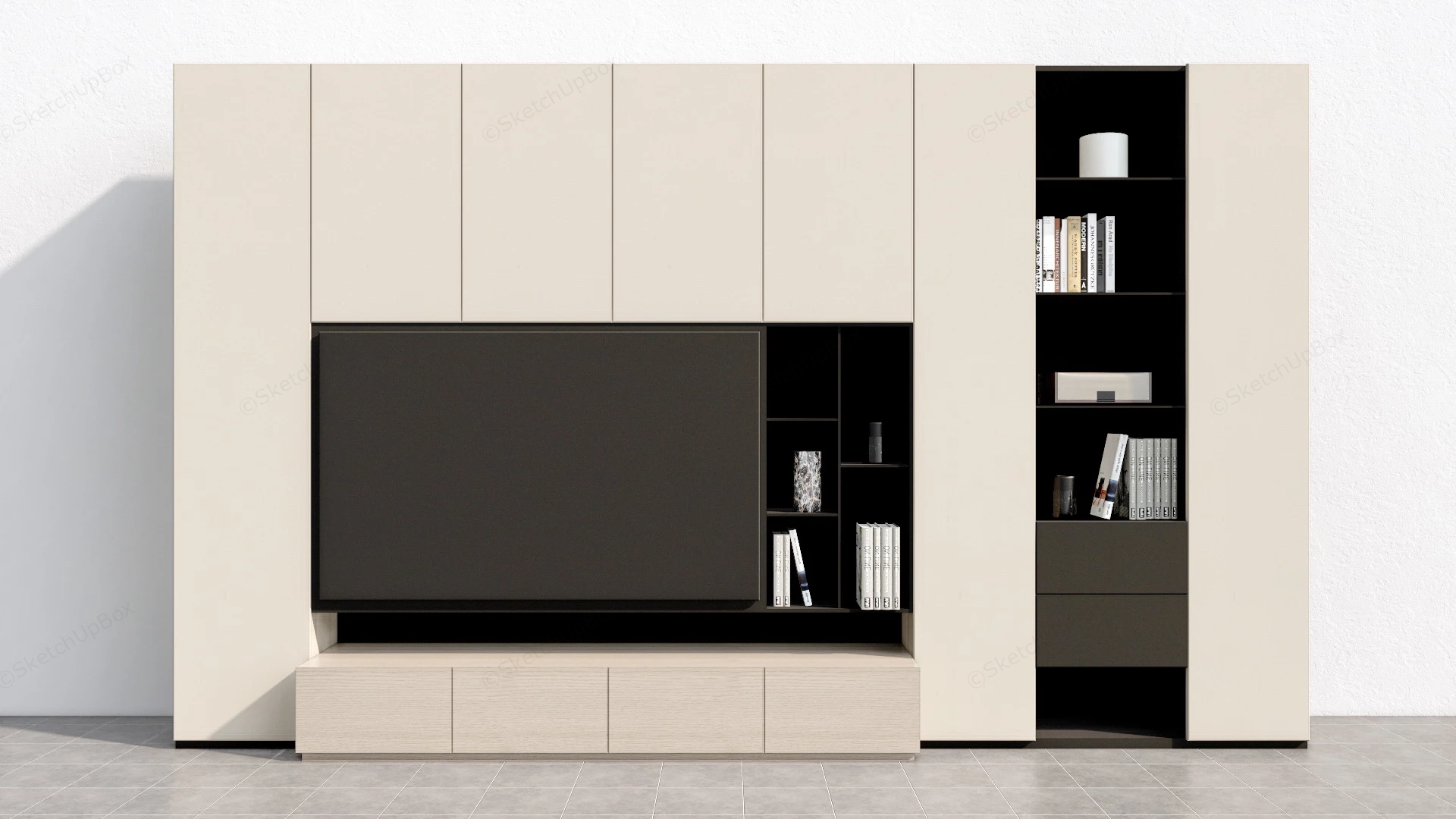 Modern Living Room Tv Wall Design sketchup model preview - SketchupBox