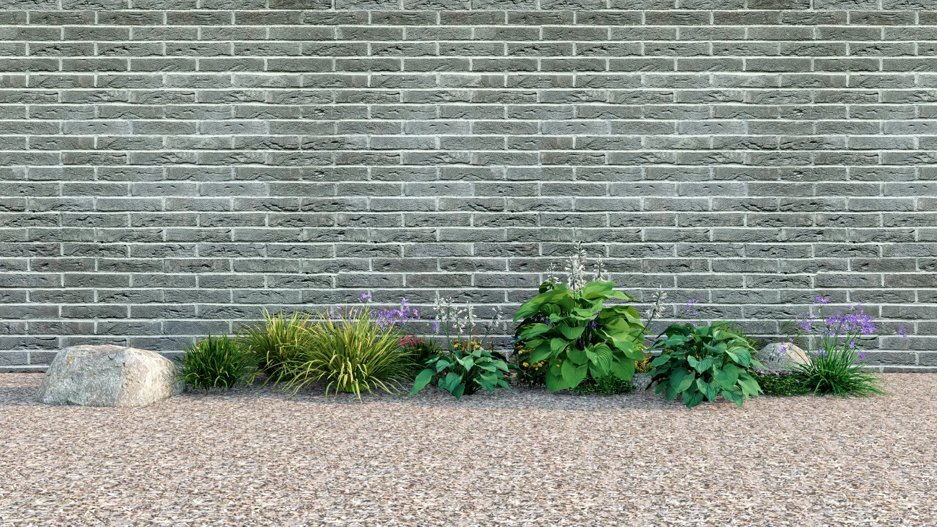 Brick Wall With Ornamental Plants sketchup model preview - SketchupBox