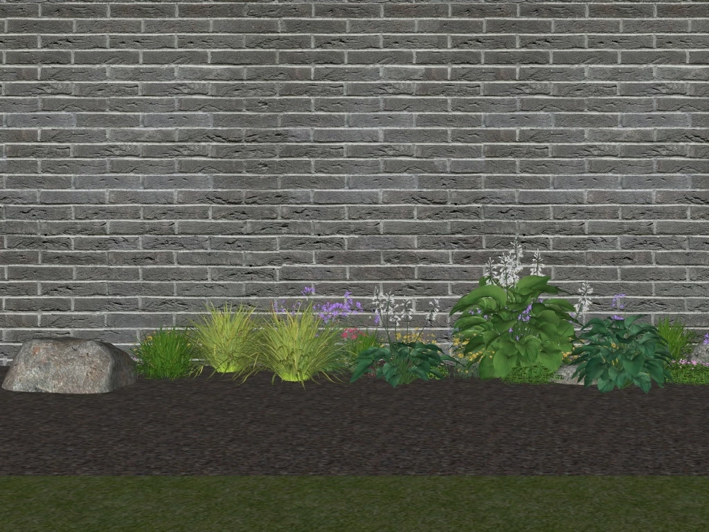 Brick Wall With Ornamental Plants sketchup model preview - SketchupBox