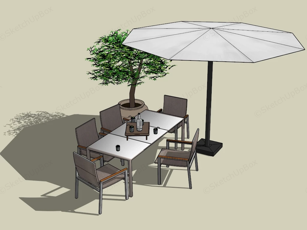Patio Dining Set With Umbrella sketchup model preview - SketchupBox