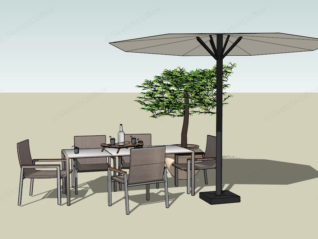 Patio Dining Set With Umbrella sketchup model preview - SketchupBox