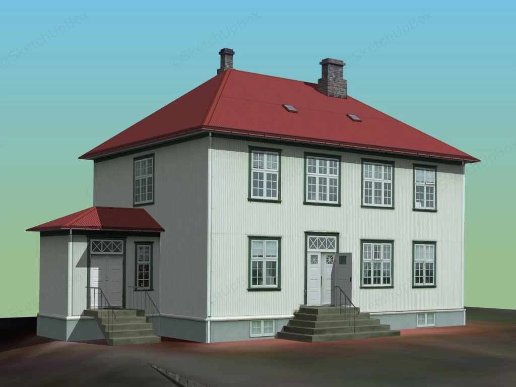 Old Colonial House sketchup model preview - SketchupBox