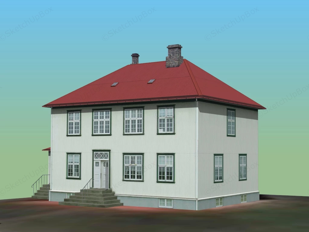 Old Colonial House sketchup model preview - SketchupBox