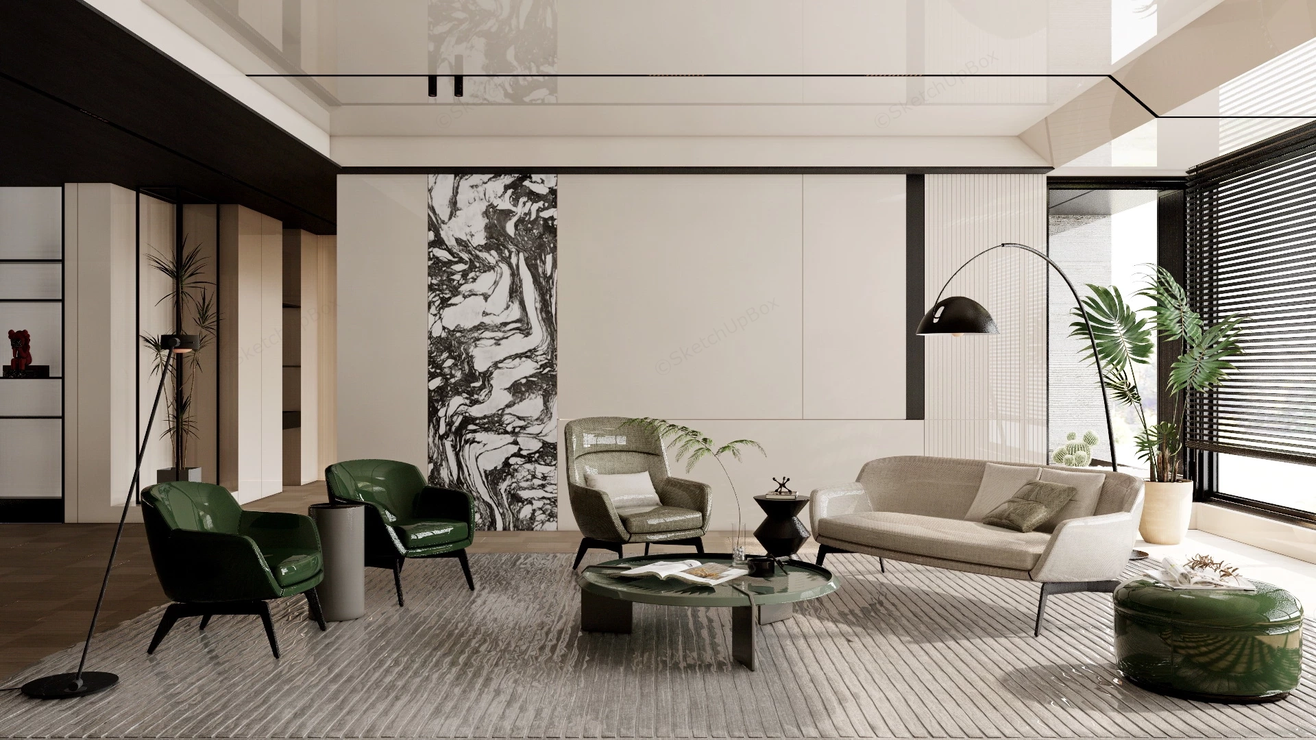 Modern Cream Living Room Ideas sketchup model preview - SketchupBox