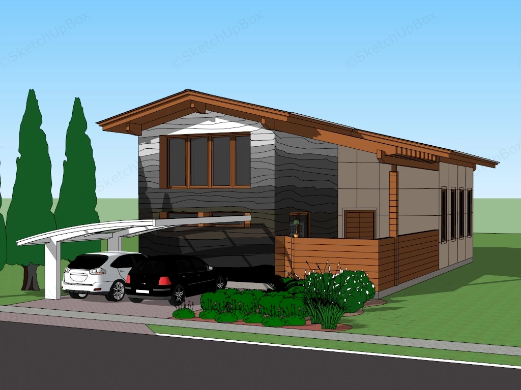 Small Country House sketchup model preview - SketchupBox