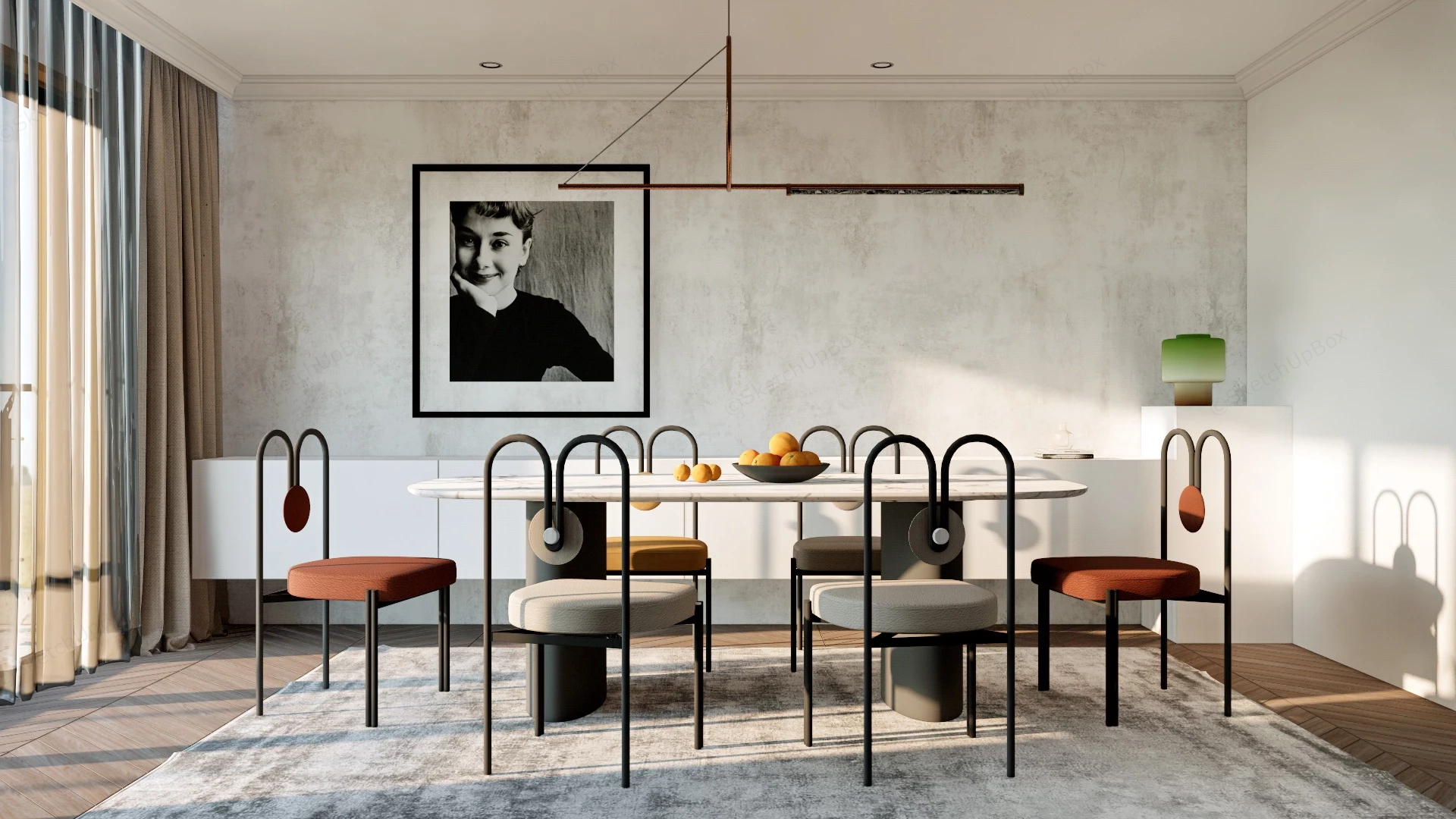 Minimalist Dining Room sketchup model preview - SketchupBox