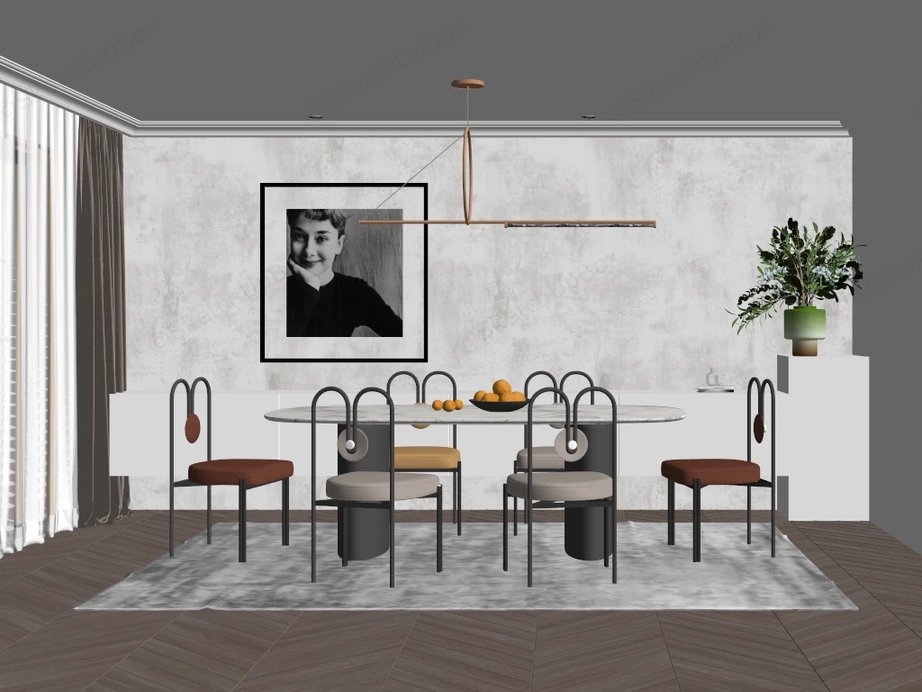 Minimalist Dining Room sketchup model preview - SketchupBox