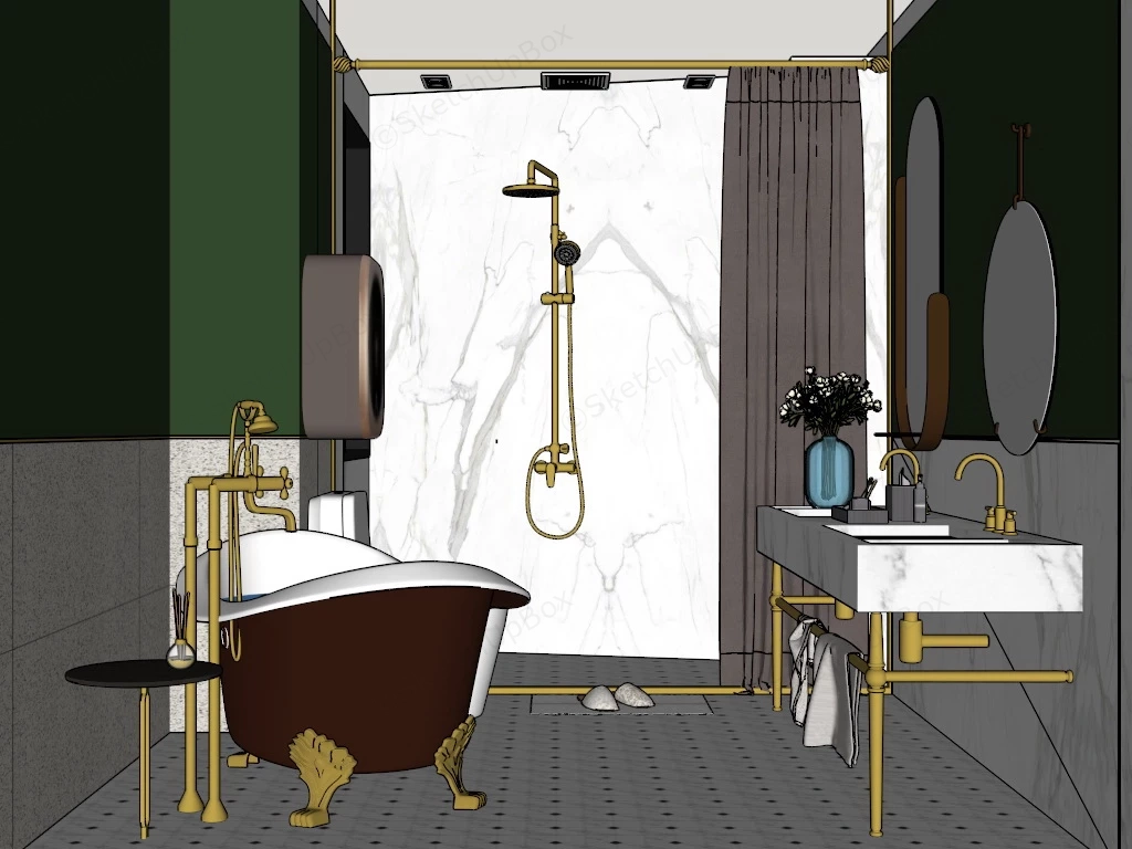 Retro Bathroom Ideas sketchup model preview - SketchupBox