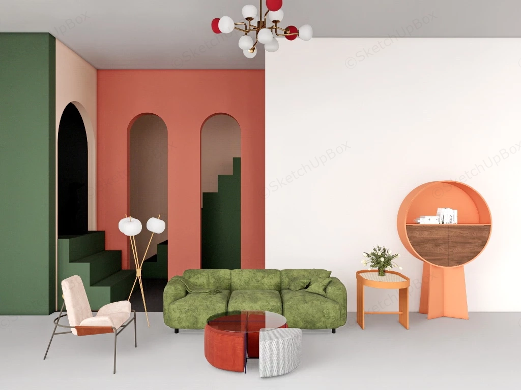 Stylish Small Living Room sketchup model preview - SketchupBox