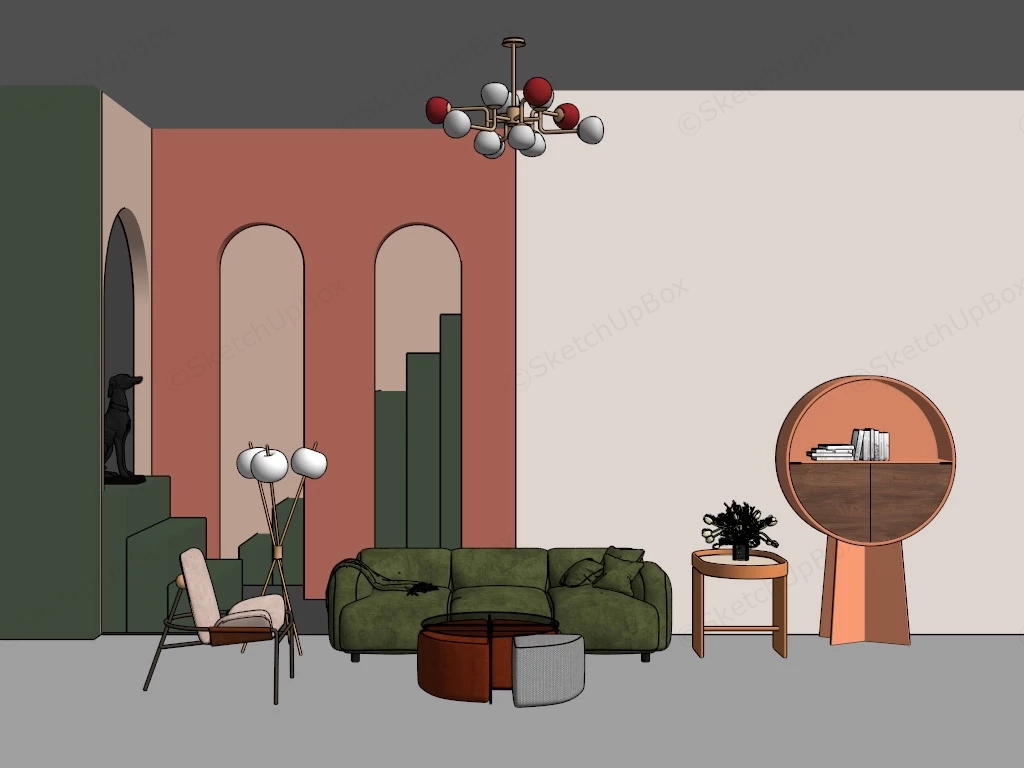 Stylish Small Living Room sketchup model preview - SketchupBox