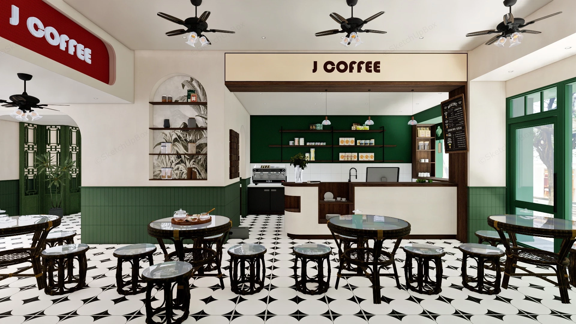 Hong Kong Style Coffee Shop sketchup model preview - SketchupBox