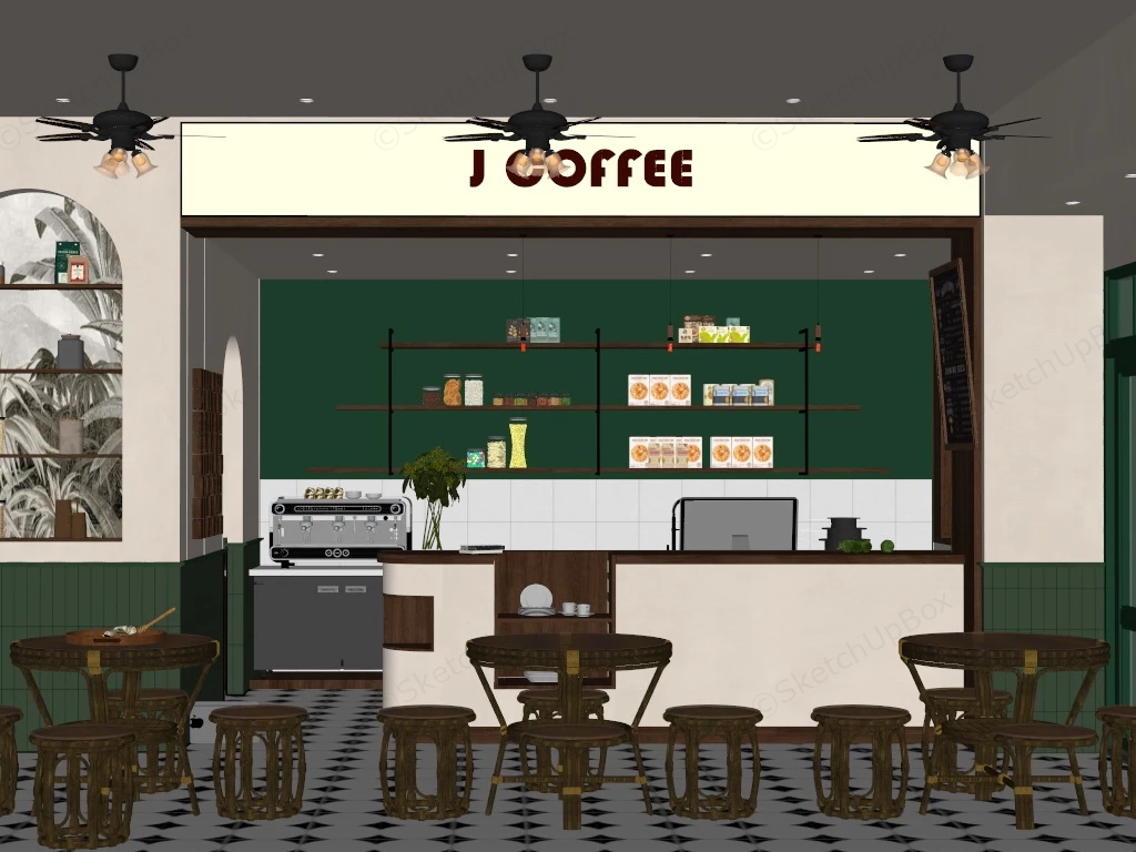 Hong Kong Style Coffee Shop sketchup model preview - SketchupBox