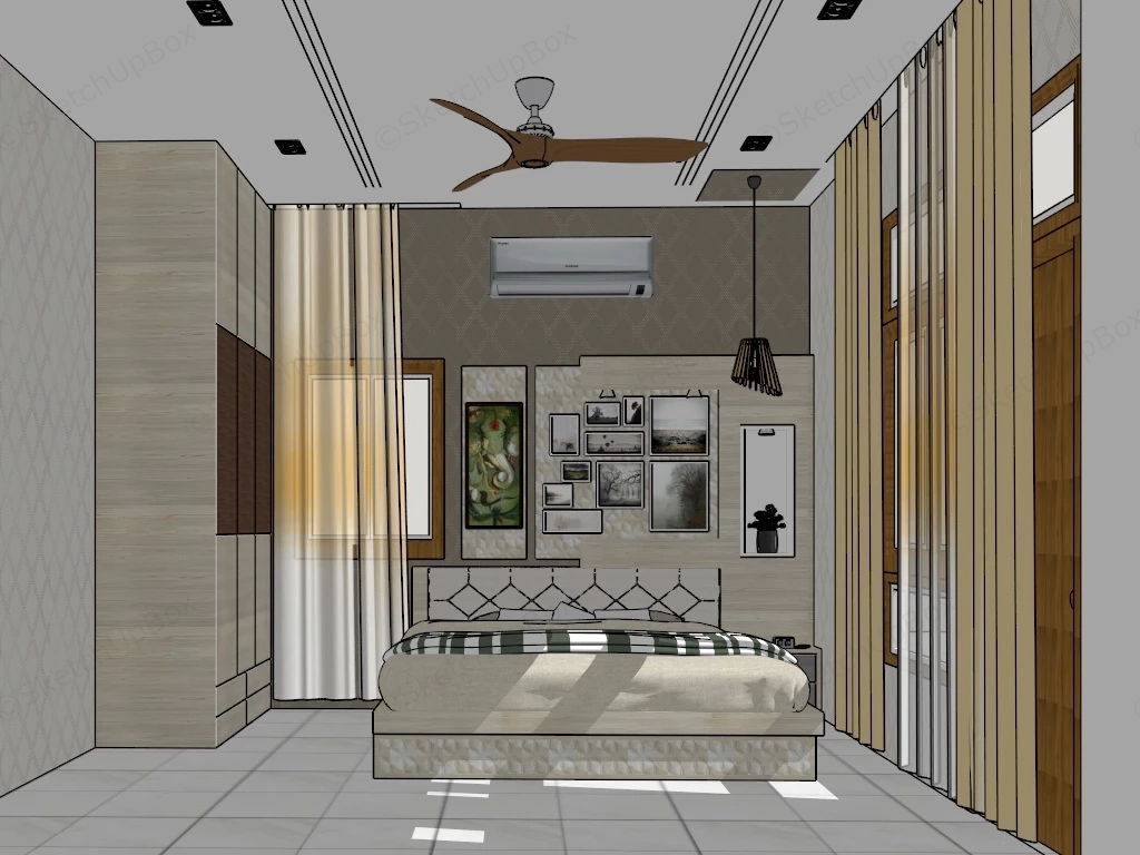 Small Adult Bedroom Design sketchup model preview - SketchupBox