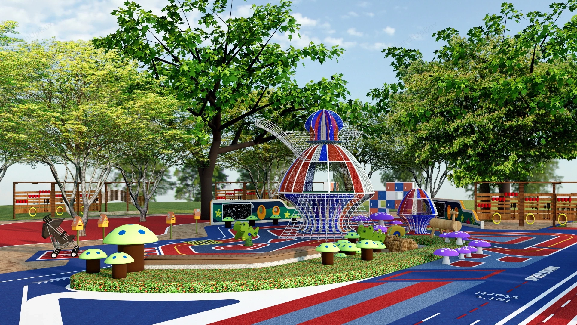 Commercial Playground Design sketchup model preview - SketchupBox