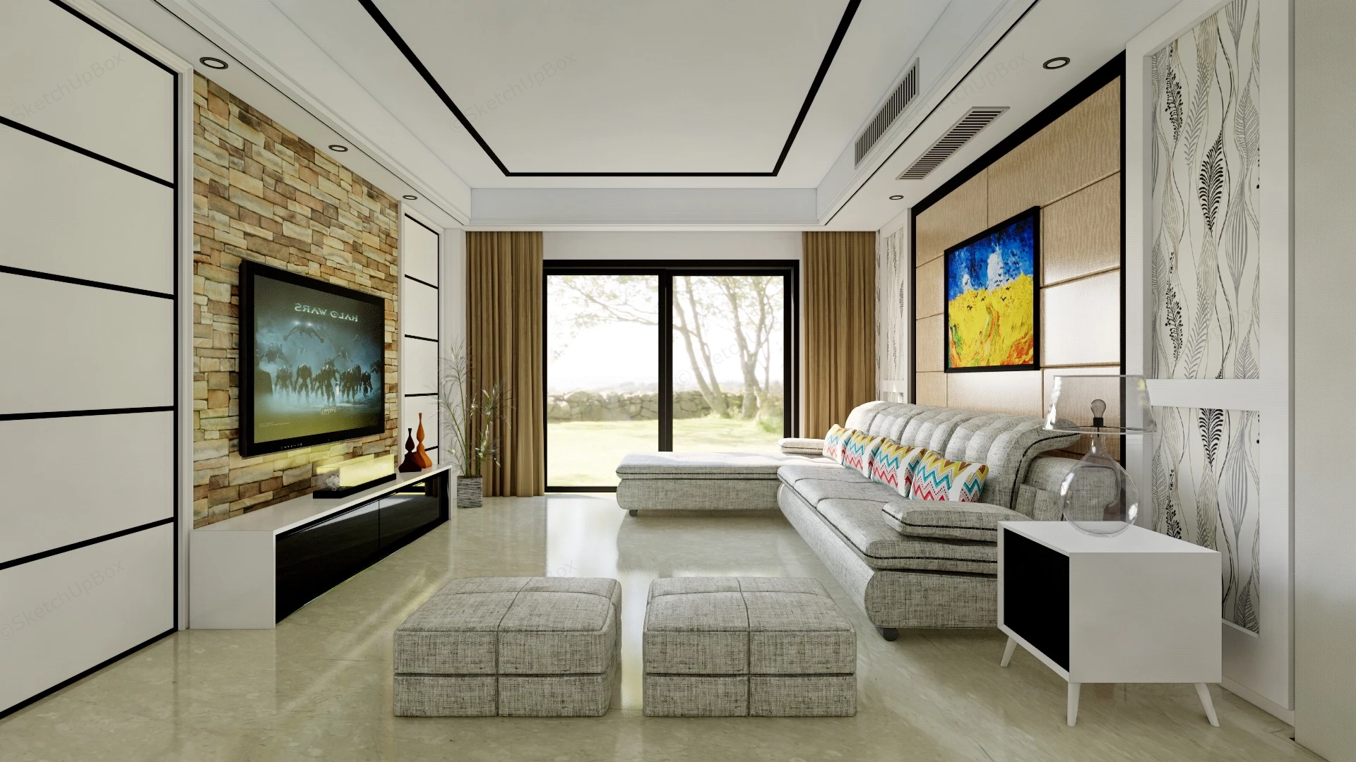 Middle Class Living Room Ideas sketchup model preview - SketchupBox
